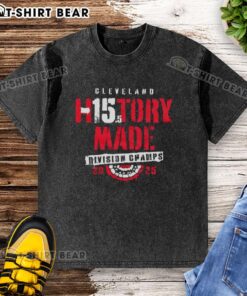 Top Cleveland Baseball History 2025 Division Champs Washed T-Shirt showcasing team pride and vintage style.