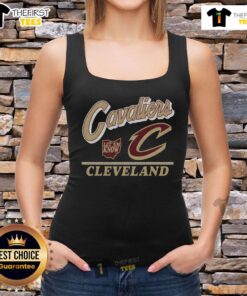 Alt Text: Vintage Cleveland Cavaliers fly-by tank top featuring team logo and vibrant colors, perfect for fans.