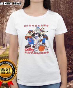 Top Cleveland Cavaliers NBA X Looney Tunes cartoon characters ladies tee featuring vibrant graphics and stylish design.