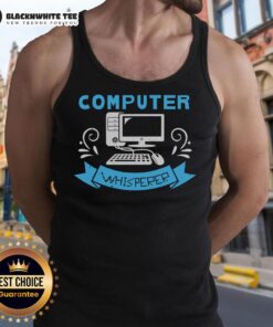 Top Computer Whisperer tank top featuring a playful graphic design, perfect for tech enthusiasts and casual wear.