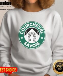 Top Courchevel Savoie X Starbucks logo parody sweatshirt in trendy design, perfect for winter fashion enthusiasts.