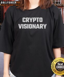 Top Crypto Visionary Ladies Tee featuring bold graphic design celebrating women in cryptocurrency and blockchain innovation.