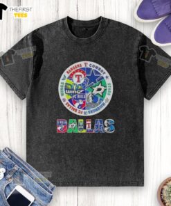 Top Dallas All Sports washed t-shirt featuring logos of Rangers, Cowboys, Stars, Mavericks, FC Dallas, and Wings.