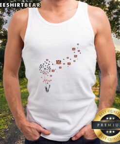 Stylish tank top featuring a top dandelion flower design and Cincinnati Bengals football logo for fans.