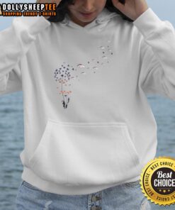 Alt Text: Cozy hoodie featuring the Denver Broncos football logo with a top dandelion flower design, perfect for fans.