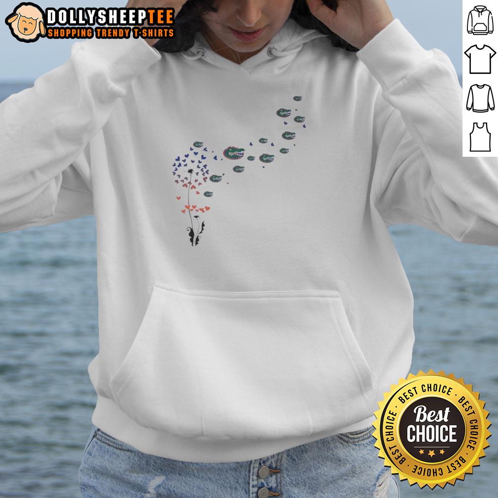 Top Dandelion Flower Florida Gators Football Logo Hoodie Top view of a Florida Gators football logo hoodie featuring a vibrant dandelion flower design.