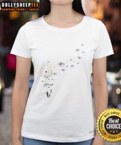 Alt Text: Top Dandelion Flower design featuring Green Bay Packers football logo on a ladies tee shirt.