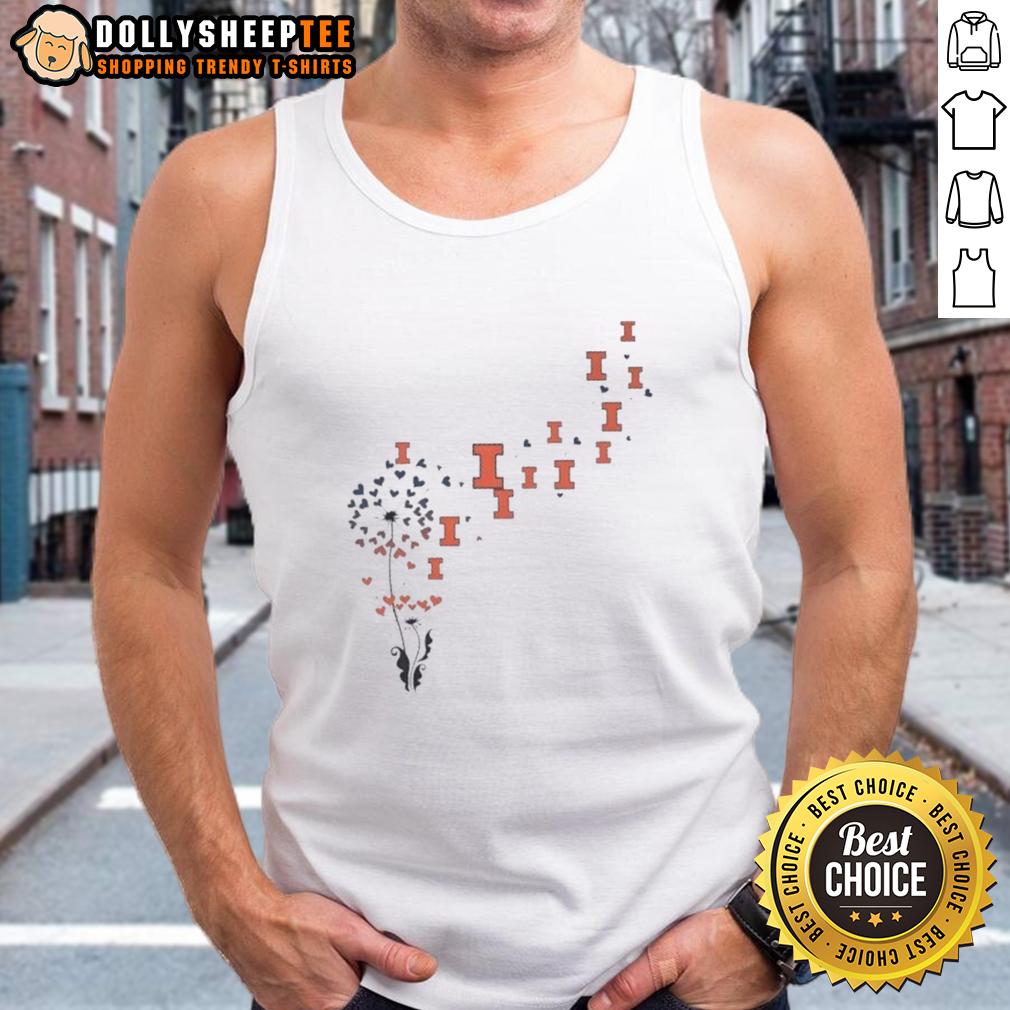 Top Dandelion Flower Illinois Fighting Illini Football Logo Tank Top Top dandelion flower design on Illinois Fighting Illini football logo tank top for fans and athletes.