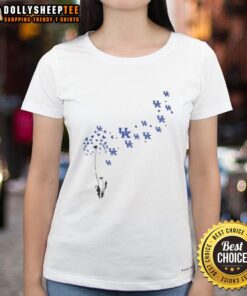Alt Text: Top view of a Dandelion flower with Kentucky Wildcats football logo on a ladies tee, perfect for fans.