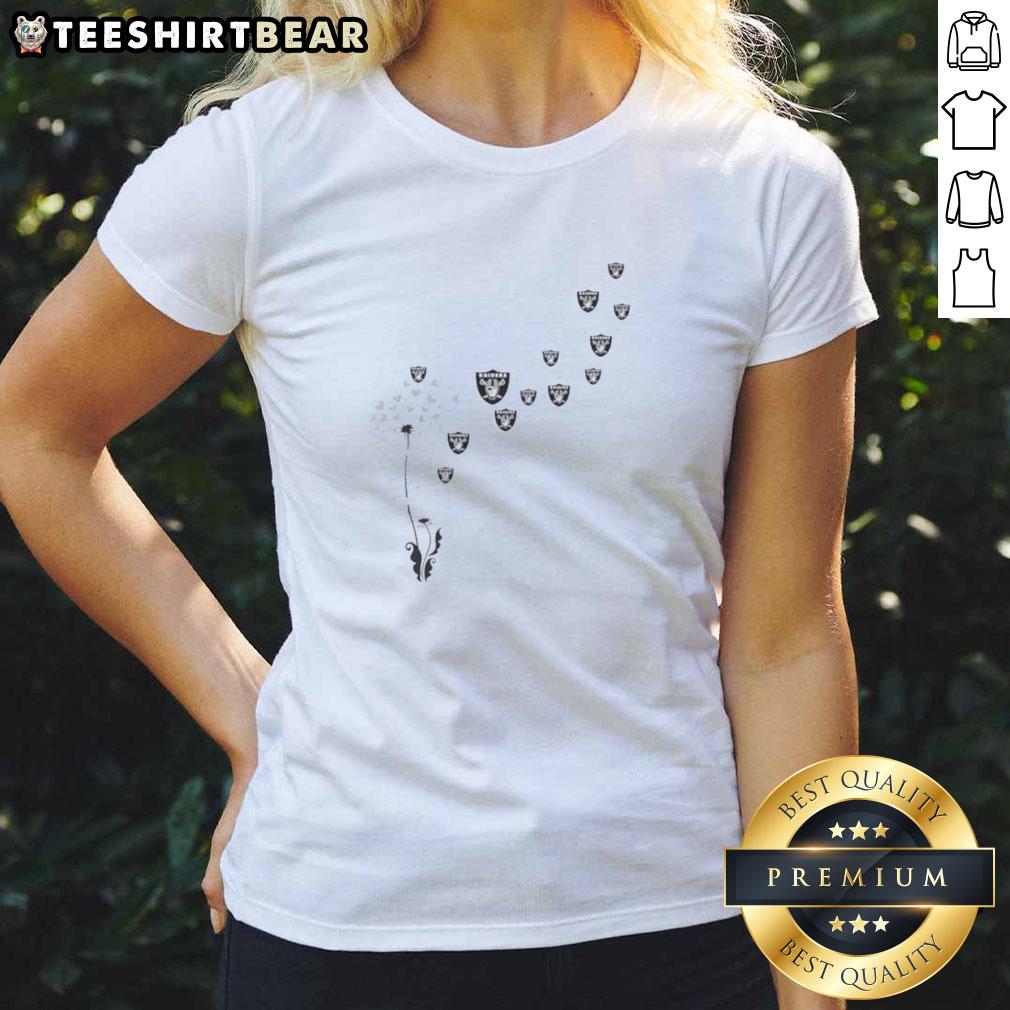 Top Dandelion Flower Las Vegas Raiders Football Logo Ladies Tee Top Dandelion Flower design on a Las Vegas Raiders football logo ladies tee shirt, perfect for fans and casual wear.