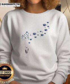 Top view of a Penn State Nittany Lions football logo sweatshirt featuring a vibrant dandelion flower design.