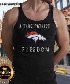 Top Denver Broncos football tank top featuring a patriotic design, perfect for fans celebrating freedom and team spirit.