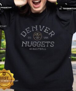 Vintage Denver Nuggets baseball sweatshirt featuring classic logo, perfect for fans and casual wear.