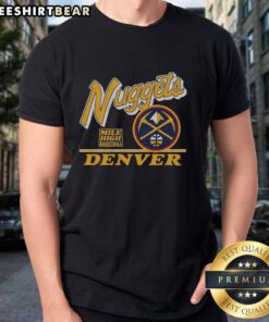 Top Denver Nuggets Fly By Vintage T-Shirt featuring classic design and team colors for basketball fans.