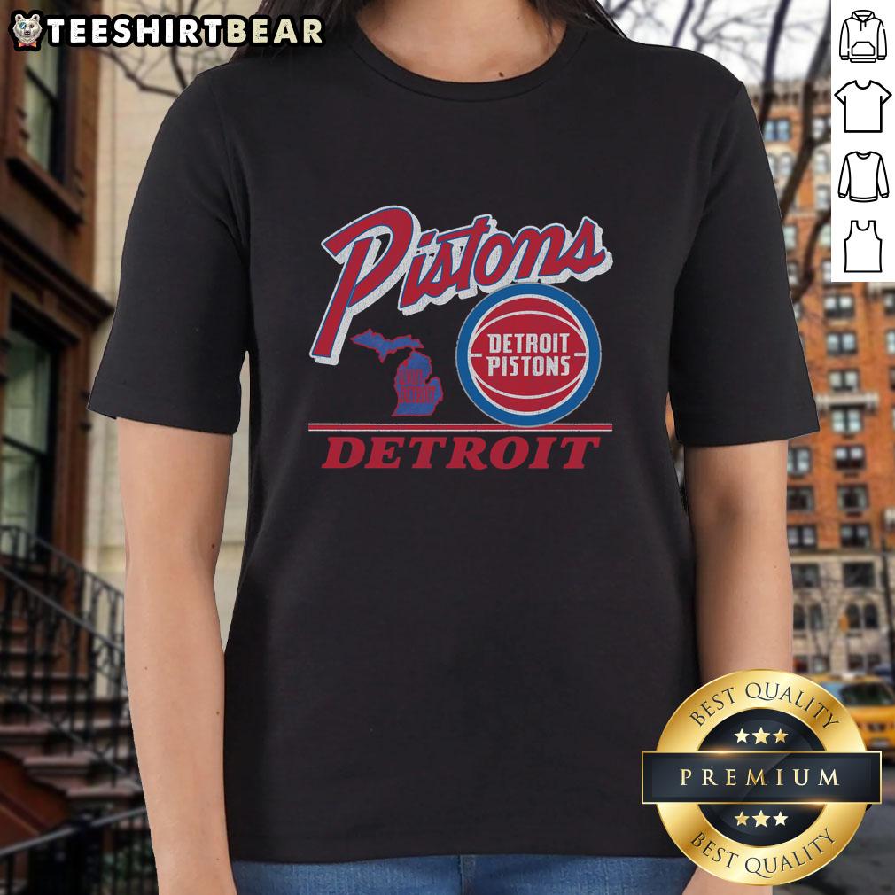 Top Detroit Pistons Fly By Vintage Ladies Tee Vintage ladies tee featuring the Detroit Pistons logo, perfect for fans celebrating the team's legacy in style.
