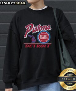 Vintage Detroit Pistons Fly By sweatshirt showcasing retro design, perfect for basketball fans and collectors.