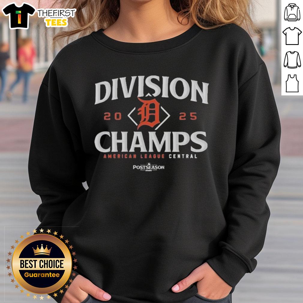 top-detroit-tigers-2025-al-central-division-champions-sweatshirt Top Detroit Tigers 2025 AL Central Division Champions T-Shirt - Image 5