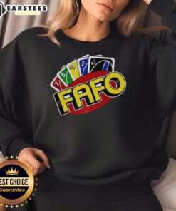 Top FAFO Wild Card Parody Sweatshirt featuring a humorous design, perfect for casual wear and fans of playful fashion.