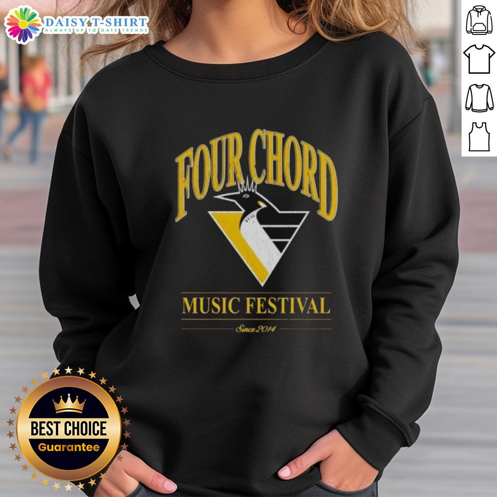 Top Four Chord Music Festival Pittsburgh Penguins Hockey Nhl Sweatshirt Top Four Chord Music Festival sweatshirt featuring Pittsburgh Penguins NHL logo and vibrant design for fans.