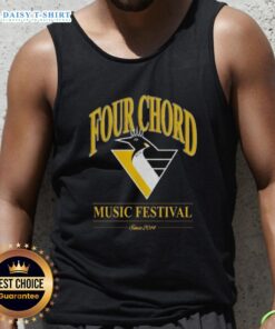 Top Four Chord Music Festival tank top featuring Pittsburgh Penguins NHL logo, perfect for hockey fans and music lovers.
