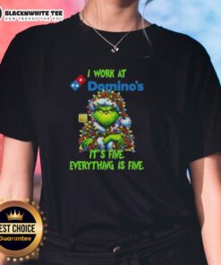 Top Grinch Christmas Tree design on a ladies tee, featuring 'It's Fine, Everything is Fine' text for festive style.