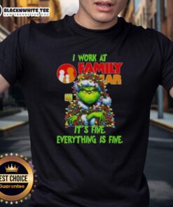Top Grinch Christmas Tree X Family Dollar T-Shirt featuring 'It's Fine, Everything Is Fine' design for festive fun.