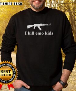 Top Gun I Kill Emo Kids Sweatshirt featuring bold graphics and a stylish design for fans of unique streetwear fashion.