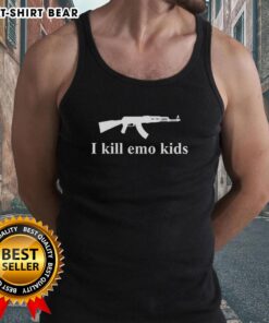 Top Gun I Kill Emo Kids Tank Top featuring bold graphic design, perfect for fans of edgy fashion and movie-inspired apparel.