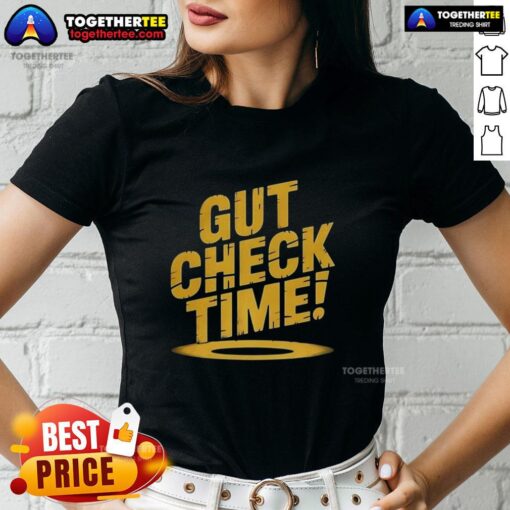 Top Gut Check Time Ladies Tee in vibrant colors, perfect for casual wear and showcasing a fun, confident style.