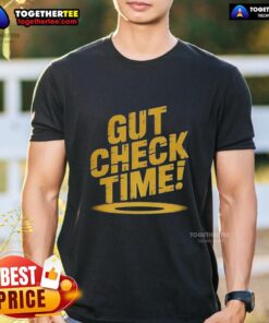 Alt Text: Top Gut Check Time T-Shirt featuring bold graphics and motivational design, perfect for fitness enthusiasts.