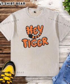 Top Hey Tiger Bubble Letter Washed T-Shirt in soft fabric with colorful graphic design, perfect for casual wear.