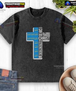UCLA Bruins football cross-washed t-shirt featuring the quote 'I can do all things through Christ who strengthens me'.