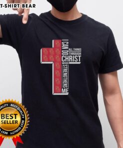 Alt Text: USC Trojans football t-shirt featuring 'I Can Do All Things Through Christ Who Strengthens Me' design.