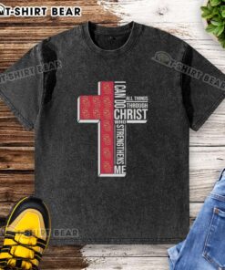 USC Trojans football cross washed t-shirt with 'I Can Do All Things Through Christ' design, perfect for fans.
