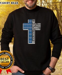 Utah State Aggies football sweatshirt featuring 'I Can Do All Things Through Christ Who Strengthens Me' design.