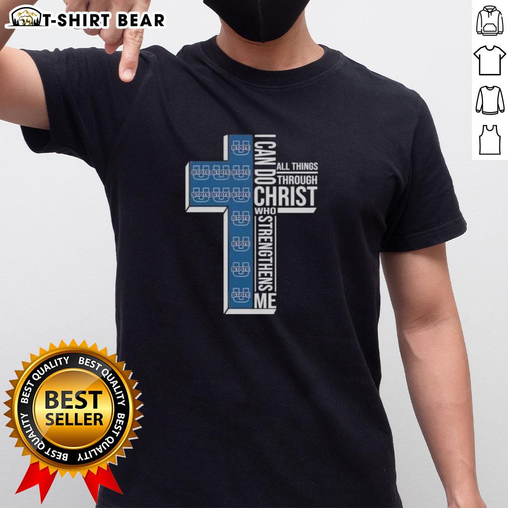Top I Can Do All Things Through Christ Who Strengthens Me Utah State Aggies Football Cross T-Shirt Top I Can Do All Things Through Christ Who Strengthens Me Utah State Aggies Football Cross T-Shirt design for fans.