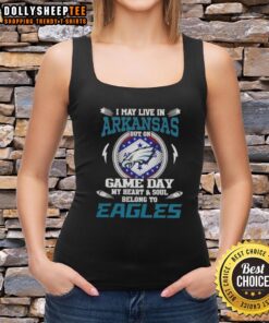 Philadelphia Eagles tank top design with slogan, perfect for game day fans in Arkansas showing team spirit.