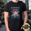 Alt Text: Philadelphia Eagles T-Shirt saying 'I May Live In North Carolina But On Game Day My Heart Belongs To Philadelphia Eagles'