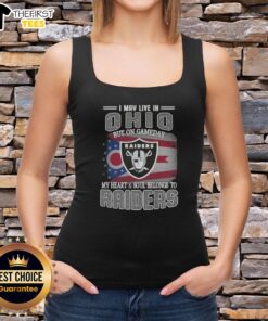 Ohio fan wearing 'My Heart and Soul Belongs to Raiders' tank top, showcasing team spirit on game day.