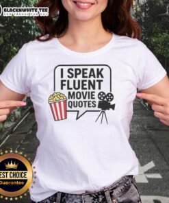 Top I Speak Fluent Movie Quotes Ladies Tee in stylish design, perfect for movie lovers and casual wear enthusiasts.