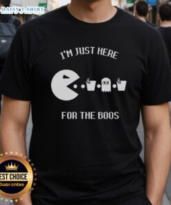 Top I'M Just Here For The Boos T-Shirt featuring a fun Halloween design perfect for festive celebrations.