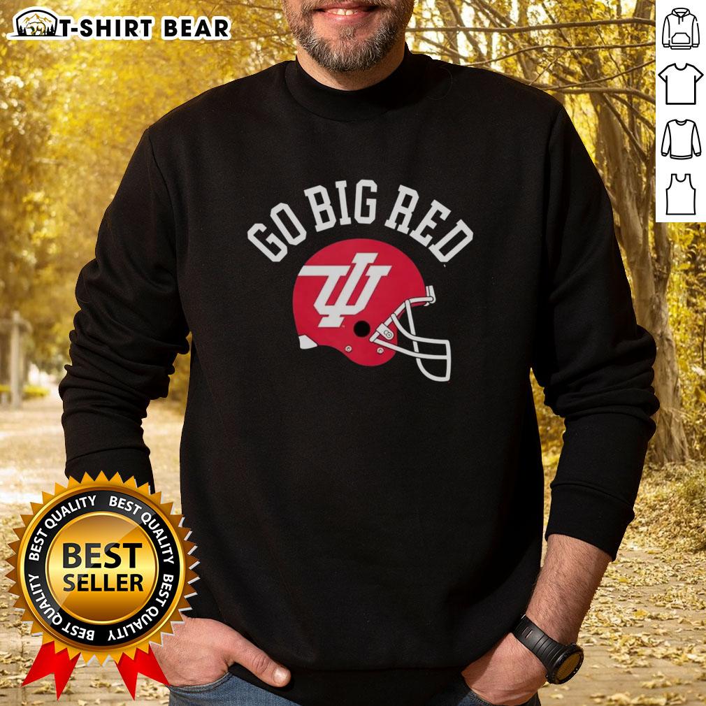 Top Indiana Hoosiers Go Big Red Helmet Sweatshirt Alt Text: Top Indiana Hoosiers Go Big Red helmet sweatshirt, perfect for fans showing team spirit and style.