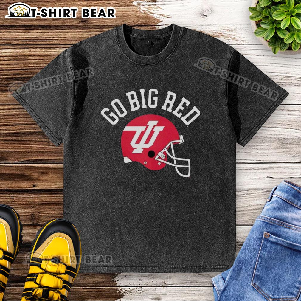 Top Indiana Hoosiers Go Big Red Helmet Washed T Shirt Top Indiana Hoosiers Go Big Red helmet washed t-shirt featuring vibrant team colors and logo, perfect for fans.