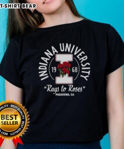 1968 Indiana Hoosiers Rags to Roses ladies tee featuring vibrant team colors and vintage design, perfect for fans.