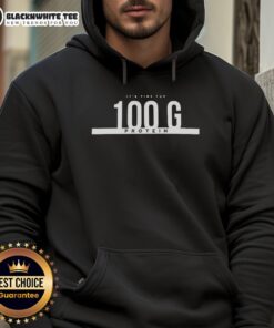 Top It's Time For 100g Protein Hoodie in vibrant colors, perfect for fitness enthusiasts and protein lovers.