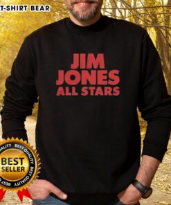 Alt Text: Top Jim Jones All Stars logo sweatshirt featuring vibrant colors and stylish design for fans of hip-hop culture.