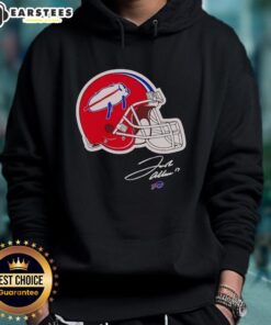 Top Josh Allen Buffalo Bills helmet signature hoodie showcasing team spirit and athlete pride, perfect for fans.