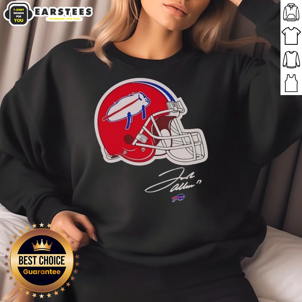 top-josh-allen-buffalo-bills-helmet-signature-sweatshirt Alt Text: Top Josh Allen Buffalo Bills helmet signature sweatshirt showcasing team pride and player dedication for fans.