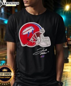 Top Josh Allen Buffalo Bills Helmet Signature T-Shirt featuring a stylish design for fans of the NFL quarterback.