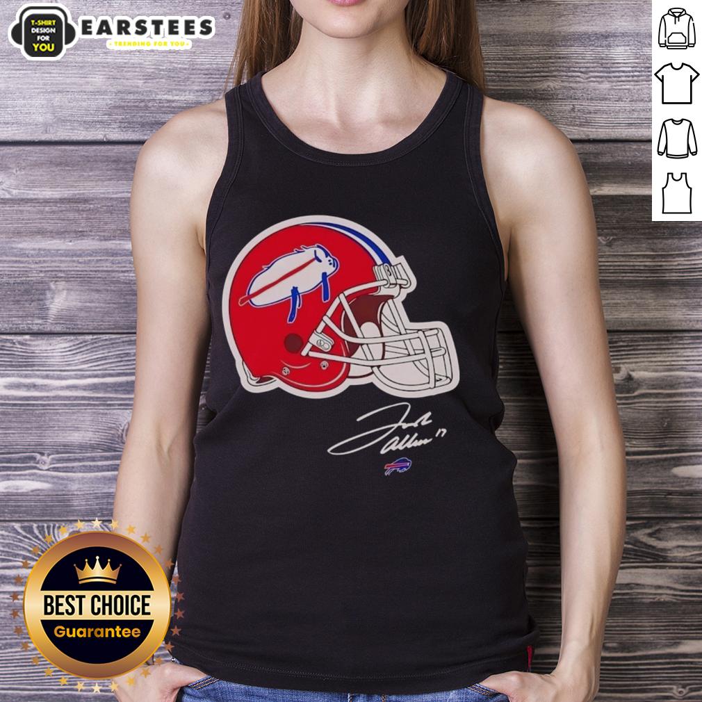 top-josh-allen-buffalo-bills-helmet-signature-tank-top Alt Text: Josh Allen Buffalo Bills helmet signature tank top featuring vibrant team colors and a stylish design for fans.